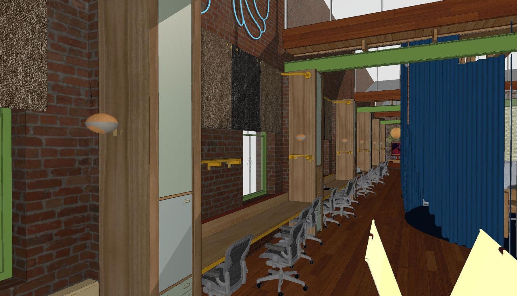 The flex desk corridor