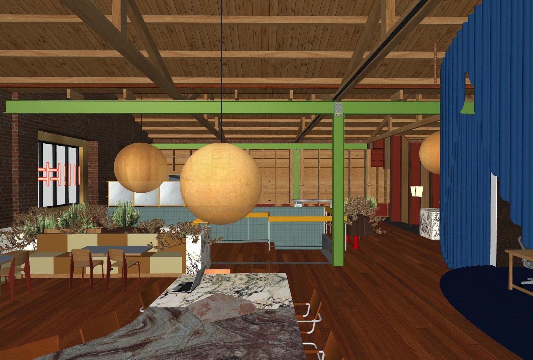 The Diner’s kitchen and island